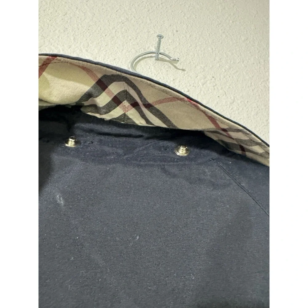 Burberry Womens Trench Coat Sz 4 Designer Luxury Plaid Black READ DESCRIPTION - Picture 10 of 16